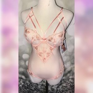 Light pink Dreamgirls lingerie teddie NWT